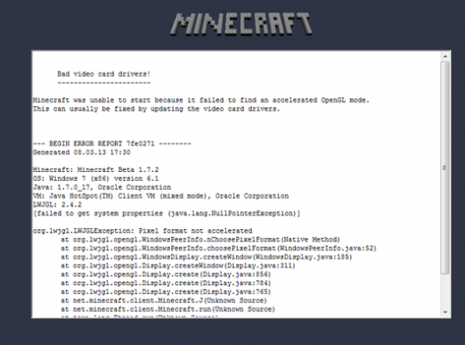 Чому не запускається майнкрафт?